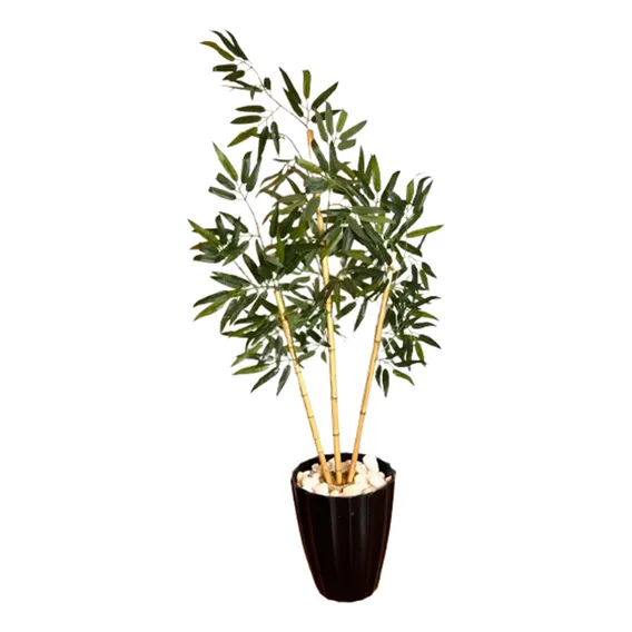 Planta Artificial Bambu Grande Arranjo Com 1 Metro + Vaso Foto 1