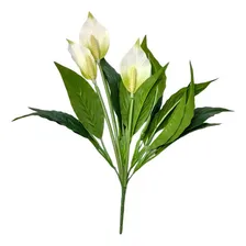 Planta Artificial BuquĂȘ LĂrios Da Paz Branco Toque Real Foto mini 1