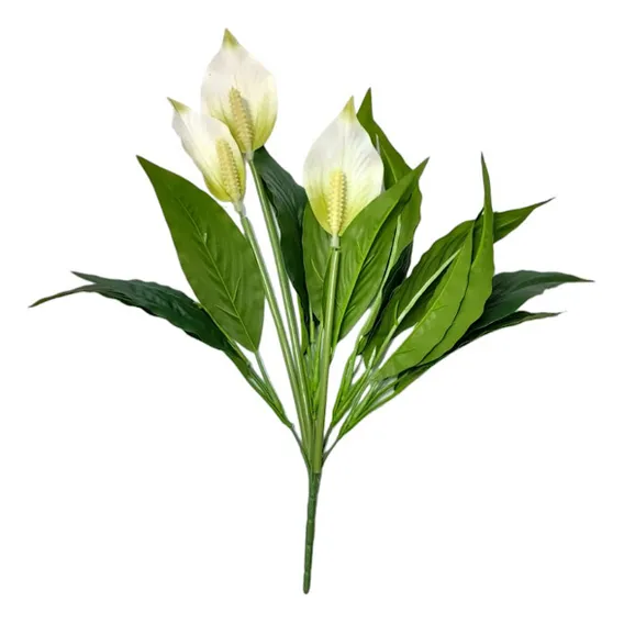 Planta Artificial BuquĂȘ LĂrios Da Paz Branco Toque Real Foto 1