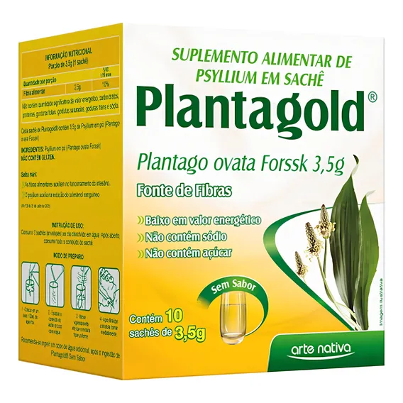 Planta Gold Psyllium Fibras 10 Sachês Sem Sabor Arte Nativa Foto 1