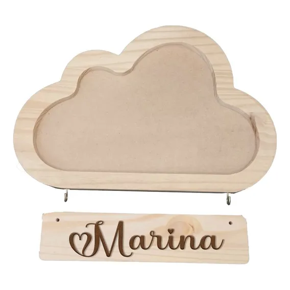 Plaquinha De Enfeite Quarto De Bebe Com Nome Personalizado Cor Bege Foto 1