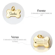 Plaquinha Luxo De Identificação Personalizada Com Nome Cor Dourada Osso Foto mini 4