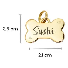 Plaquinha Luxo De Identificação Personalizada Com Nome Cor Dourada Osso Foto mini  3