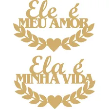 Plaquinhas Cadeiras Noivos Com Fitas- Pombinhos- Cor Madeira Foto mini 1