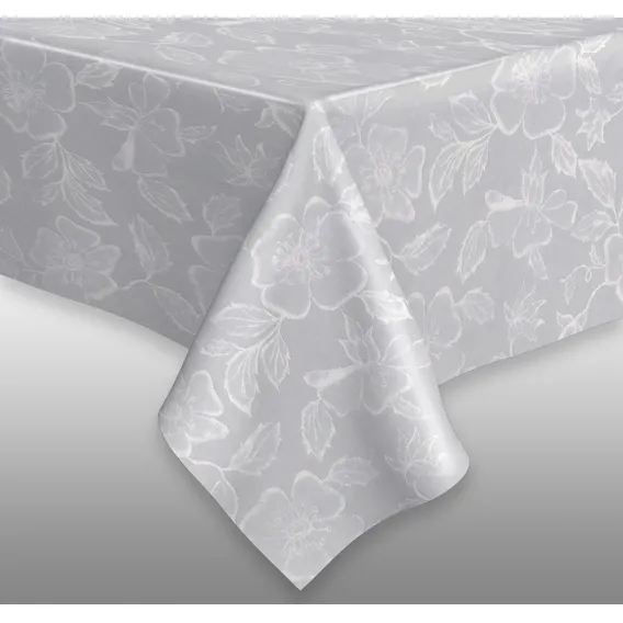 Plástico Térmico Toalha De Mesa Branco Floral 5,00 Metros Foto 1