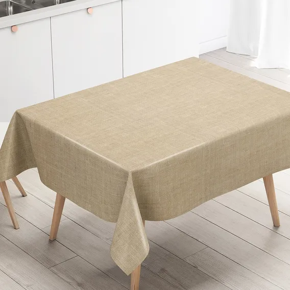 Plástico Térmico Toalha De Mesa Linho Juta Bege 2,40 X 1,40 Foto 1