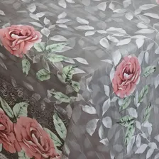 Plástico Térmico Toalha De Mesa Premium Veneza 3 Metros Cor Marrom Flor Vermelha Foto mini 1