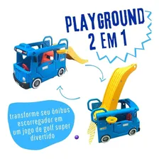 Playground Infantil Parquinho 2x1 Ônibus C/ Escorregador Cor Azul Foto mini  2