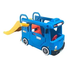 Playground Infantil Parquinho 2x1 Ônibus C/ Escorregador Cor Azul Foto  mini 1