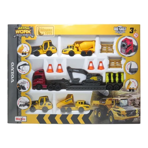 Playset Construção 5 Miniaturas + Caminhão Volvo 1/64 Maisto Foto 1