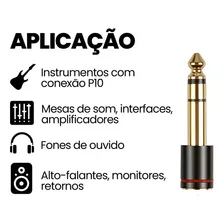 Plug Adaptador P2/p10 Fone Koss Sony Kz Akg Banhado A Ouro Foto mini 4