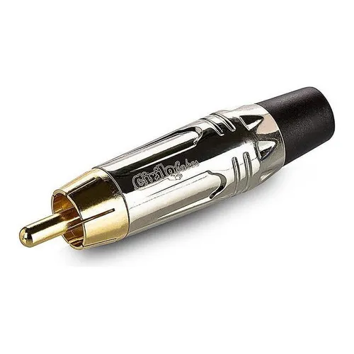 Plug Conector Rca Linha Ponta Gold 6mm - Prata Foto 1