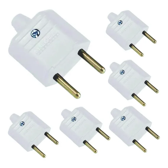 Plug Macho 2 Pino 10a Tomada Pino Macho Extensão -- 6 Peças Foto 1
