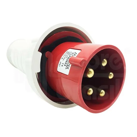 Plug Macho 63a 3p+n+e+ H Vermelho Metaltex Foto 1