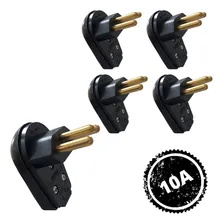 Plug Macho Gigante 2p+t 10a Preto Prensa Cabo 5 Pçs Votim 110v/220v Foto mini 2