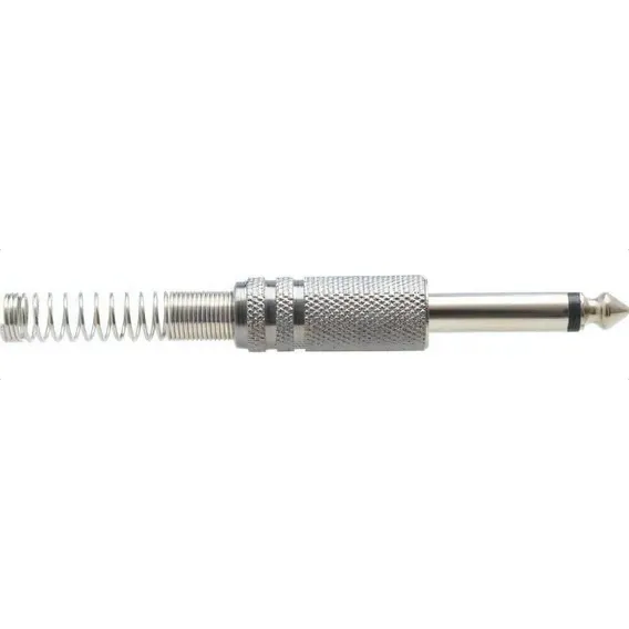 Plug P10 Mono Metal Niquelado Com Mola Genérico - Kit Com 50 Foto 1