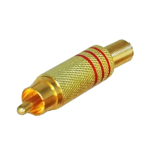 Plug Rca Macho 6mm - Dourado Vermelho Foto 1