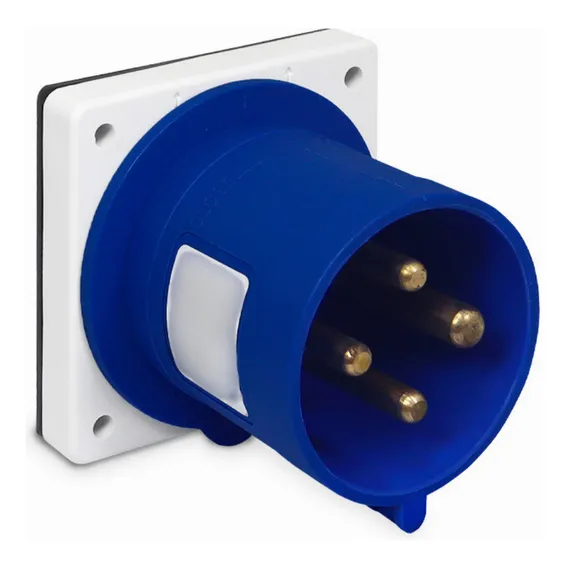 Plugue Industrial Embutir 3p+t 9h - 220vca - 32a Azul Foto 1