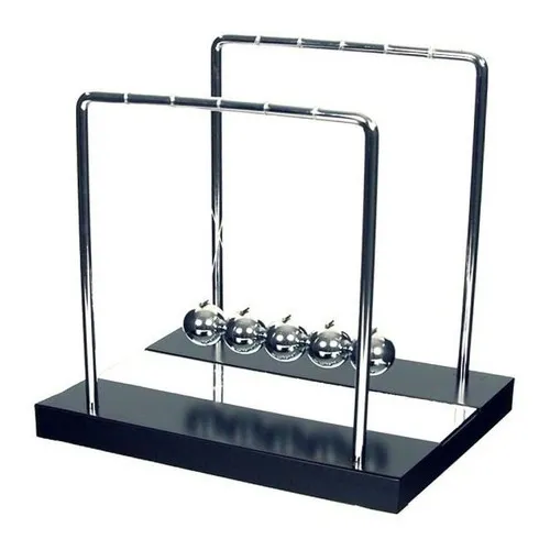 Pêndulo De Newton Luxo 14cm Base Madeira Decoração Cor Preto Foto 1