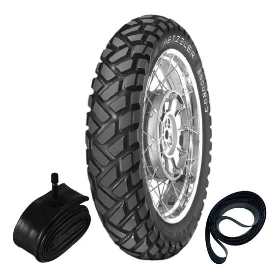 Pneu 400-18 Enduro 3 Sahara Metzeler + Camara + Cinta Foto 1