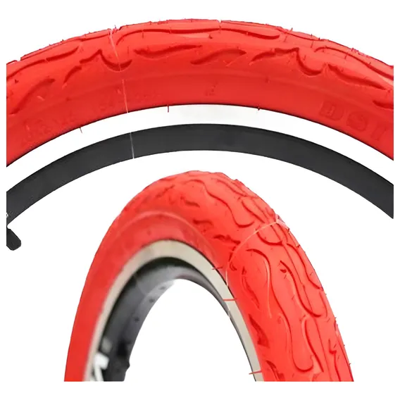 Pneu Bicicleta Bmx Cross Flame Slick Aro 20 - Colorido Cor Vermelho Foto 1
