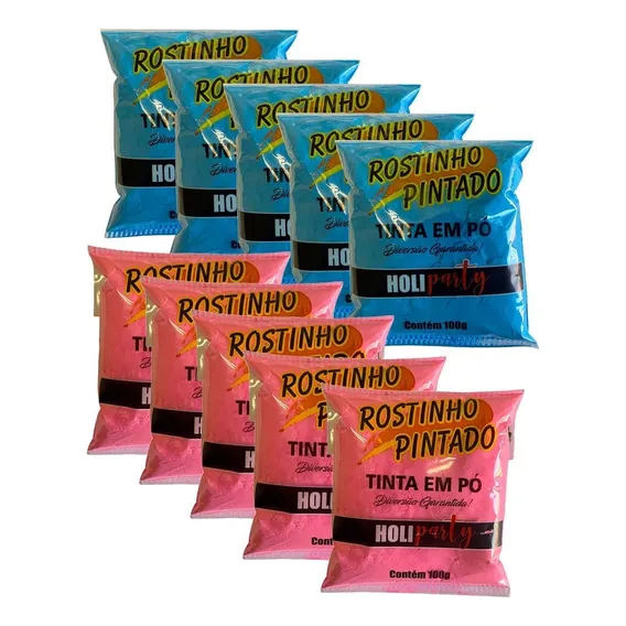 Pó Colorido Para Chá De Revelação 5 Rosa E 5 Azul Foto 1