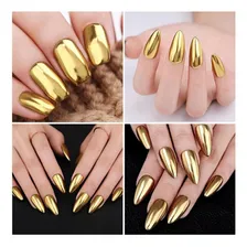 P贸 Cromado Metalizado Para Unhas Efeito Met谩lico Dourado Foto mini 3