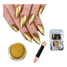 P贸 Cromado Metalizado Para Unhas Efeito Met谩lico Dourado Foto mini 1