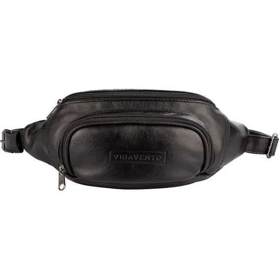 Pochete Masculina De Couro Legítimo Igor Preta Cor Preto Desenho do tecido Pochete masculina de couro igor - preta Foto 1