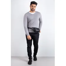 Pochete Masculina De Couro Legítimo Igor Preta Cor Preto Desenho do tecido Pochete masculina de couro igor - preta Foto mini 4