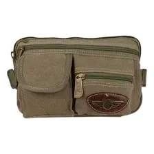 Pochete Masculina Reforçada Em Lona Vários Bolsos Verde Foto mini 1