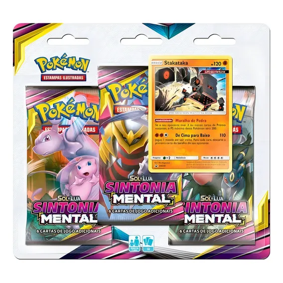 Pokémon Tcg Triple Pack Sm11 Sintonia Mental Stakataka Foto 1