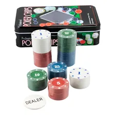 Poker Kit 100 Fichas Dealer Profissional Numeradas Na Lata Foto mini  2