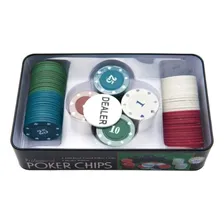 Poker Kit 100 Fichas Dealer Profissional Numeradas Na Lata Foto mini 4