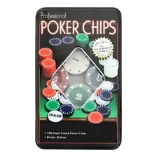 Poker Kit 100 Fichas Dealer Profissional Numeradas Na Lata Foto  mini 1