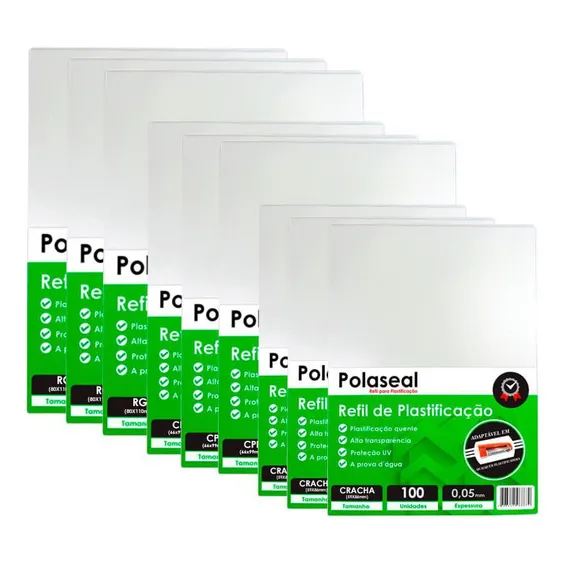 Polaseal Kit 1200un Plástico Plastificação Crachá Cpf Rg Foto 1