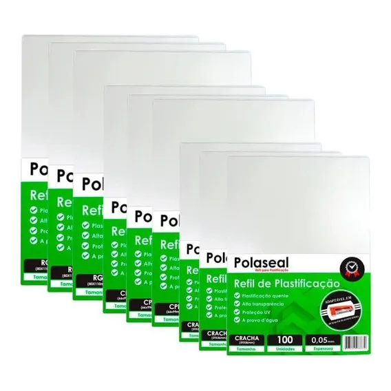 Polaseal Kit 1200un Plástico Plastificação Crachá Cpf Rg Foto 1