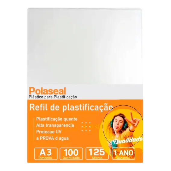 Polaseal Plástico Para Plastificação A3 303x426x0,05mm 100un Foto 1