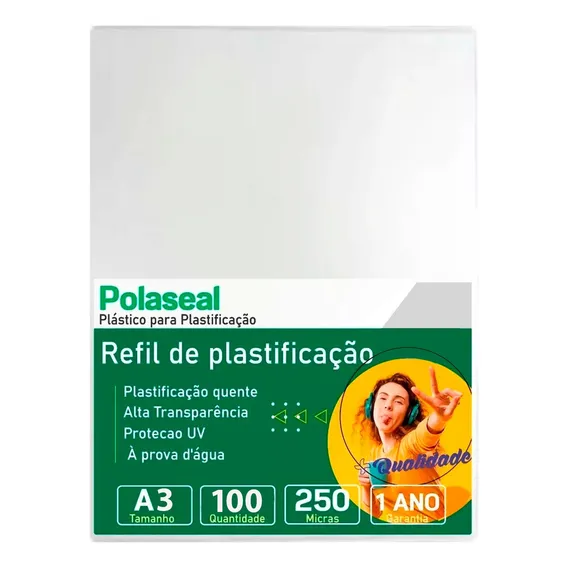 Polaseal Plástico Para Plastificação A3 303x426x0,10mm 100un Foto 1