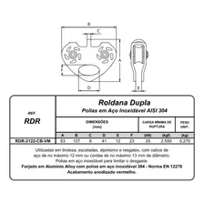 Polia Dupla Rolamentada E Cabos De Aço 25kn Para Cordas Foto mini 2