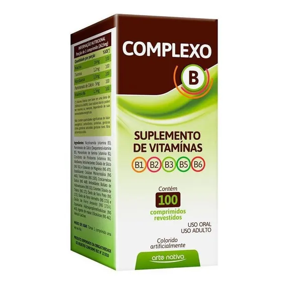 Polivitaminico Vitaminas Complexo B 100 Comprimidos Arte Nativa Foto 1