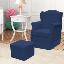Poltrona Amamentação Balanço E Puff Elisa Suede Azul Marinho Cor Azul-marinho Desenho do tecido Liso Foto mini 2