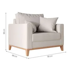 Poltrona Beny Pés E Base Em Madeira Linho Cotton Cru Foto mini 3