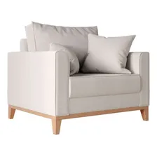 Poltrona Beny Pés E Base Em Madeira Linho Cotton Cru Foto mini 1