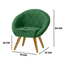 Poltrona Canastra Decorativa No Veludo Verde Estilosa E Elegante - Av M贸veis Foto mini 2