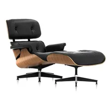 Poltrona Charles Eames Com puff Couro Legitimo Preto Foto  mini 1