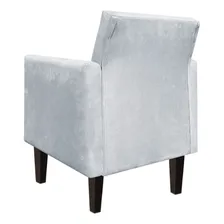 Poltrona Compacta Jade Suede Cinza Com Pés Baixo Chanfrado Foto mini  3