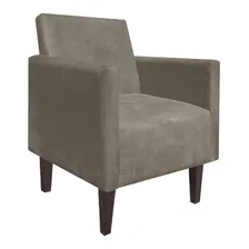 Poltrona Compacta Jade Suede Marrom Rato Pés Baixo Chanfrado Foto mini  2