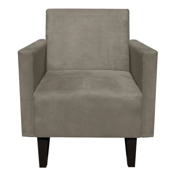 Poltrona Compacta Jade Suede Marrom Rato Pés Baixo Chanfrado Foto 1