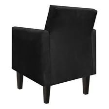 Poltrona Decor. Compacta Jade Suede Preto Com Pés Baixo Foto mini  3